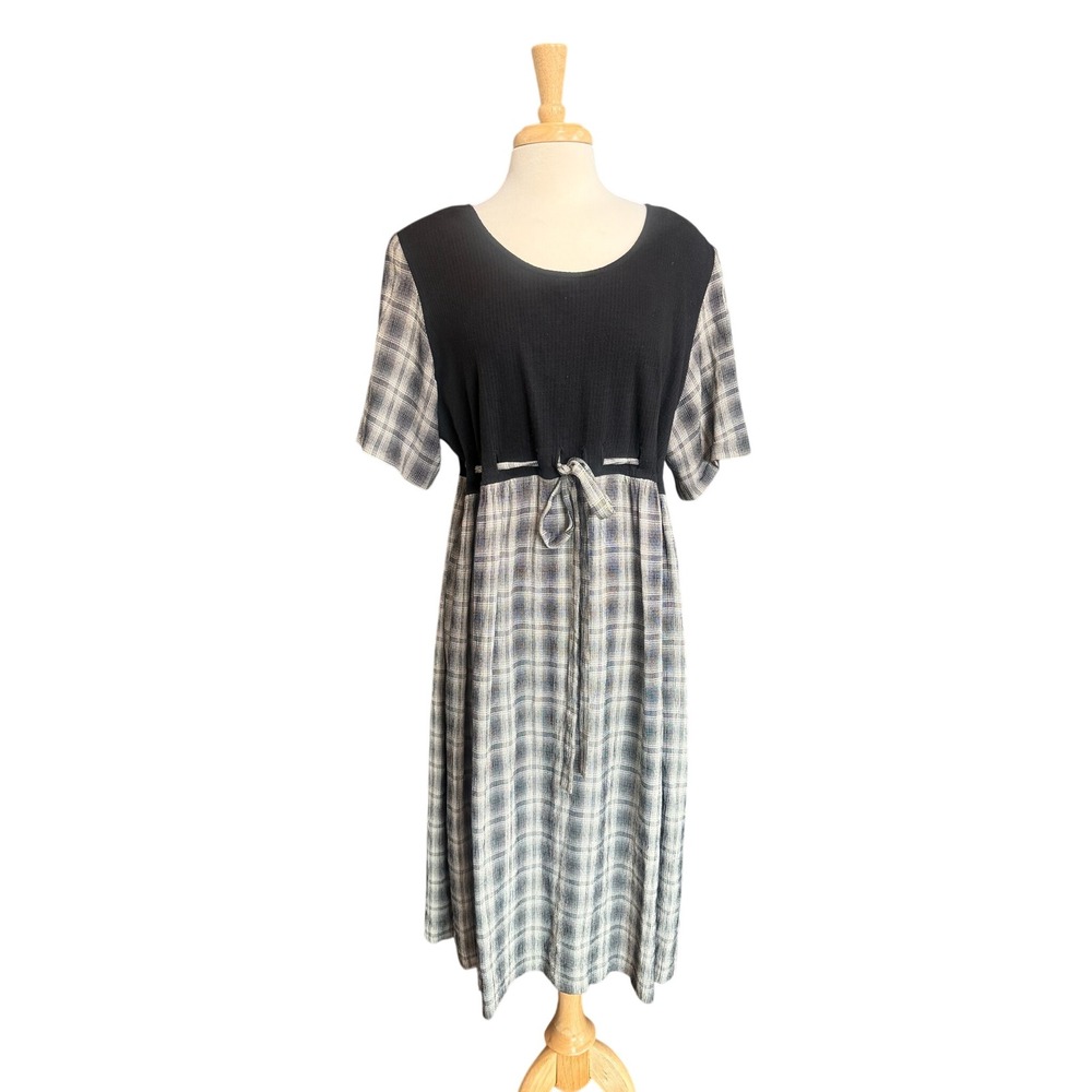 Vintage‎ Positive Attitude Plaid Dress Size 20 Womens 90s Grunge Midi Faux